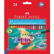   Akvarell ceruza készlet, hatszögletű, ecsettel, FABER-CASTELL, 24 különböző szín