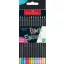 Színes ceruza készlet, háromszögletű, FABER-CASTELL "Black Edition",  6-6 különböző neon és pasztell szín