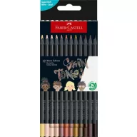   Színes ceruza készlet, háromszögletű, FABER-CASTELL "Black Edition",  12 különböző bőrszín