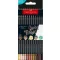 Színes ceruza készlet, háromszögletű, FABER-CASTELL "Black Edition",  12 különböző bőrszín