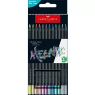   Színes ceruza készlet, háromszögletű, FABER-CASTELL "Black Edition",  12 különböző metál szín