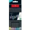 Színes ceruza készlet, háromszögletű, FABER-CASTELL "Black Edition",  12 különböző metál szín