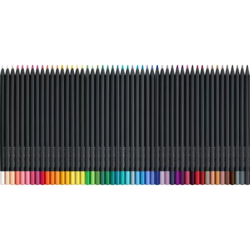 Színes ceruza készlet, háromszögletű, FABER-CASTELL "Black Edition",  50 különböző szín