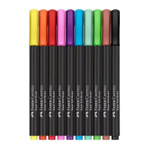 Ecsetirón készlet, FABER-CASTELL "Black Edition" 10 különböző szín