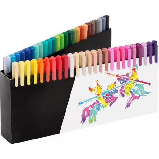 Ecsetirón készlet, tartóval, FABER-CASTELL "Black Edition", 50 különböző szín