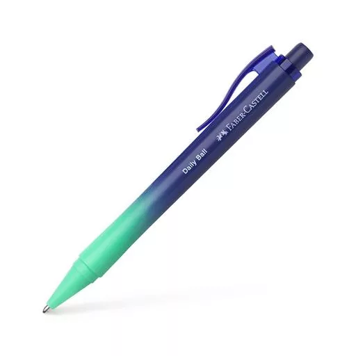 Golyóstoll, 0,34 mm, nyomógombos, türkiz-kék tolltest, FABER-CASTELL "Daily Ball Flow", kék