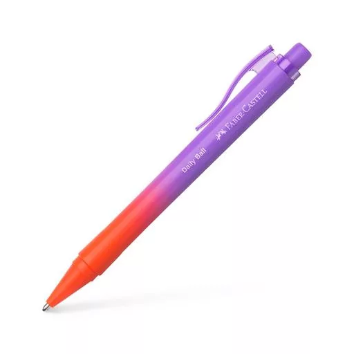 Golyóstoll, 0,34 mm, nyomógombos, piros-lila tolltest, FABER-CASTELL "Daily Ball Flow", kék