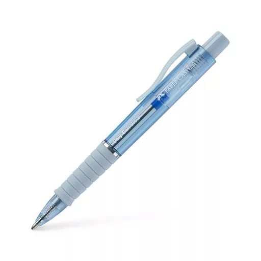 Golyóstoll, 0,34 mm, nyomógombos, égkék testszín, FABER-CASTELL "Poly Ball View Aurora", kék