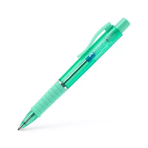 Golyóstoll, 0,34 mm, nyomógombos, mentazöld testszín, FABER-CASTELL "Poly Ball View Aurora", kék