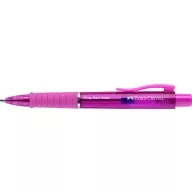   Golyóstoll, 0,34 mm, nyomógombos, fukszia testszín, FABER-CASTELL "Poly Ball View Aurora", kék