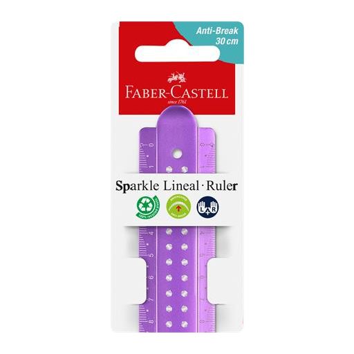 Vonalzó, műanyag, törhetetlen, 30 cm, FABER-CASTELL "Sparkle", vegyes színek