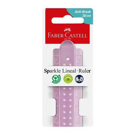 Vonalzó, műanyag, törhetetlen, 30 cm, FABER-CASTELL "Sparkle", vegyes színek