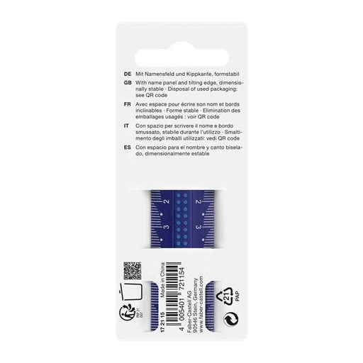 Vonalzó, műanyag, törhetetlen, 15 cm, FABER-CASTELL "Pöttyös", vegyes színek