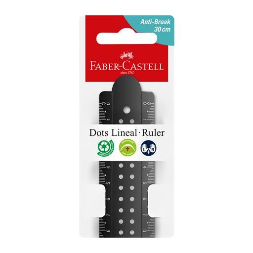 Vonalzó, műanyag, törhetetlen, 30 cm, FABER-CASTELL "Pöttyös", vegyes színek