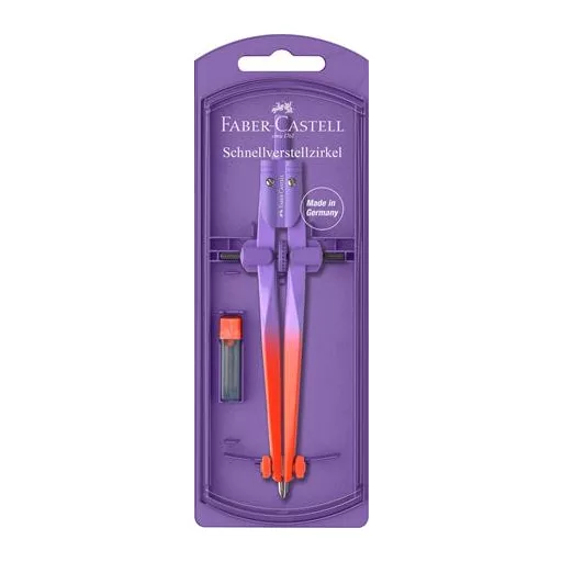 Körző készlet, precíziós, FABER-CASTELL "Stream Flow", vegyes színek