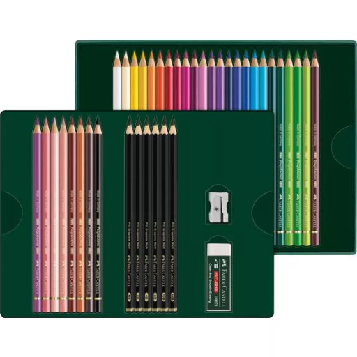 Színes- és grafitceruza készlet, FABER-CASTELL "Polychromos & Pitt Graphite Matt" , 40 db-os szett