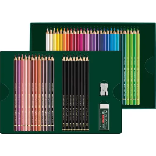 Színes- és grafitceruza készlet, FABER-CASTELL "Polychromos & Pitt Graphite Matt" , 50 db-os szett