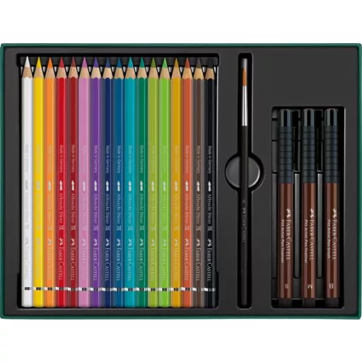 Akvarell ceruza készlet, ecsettel, FABER-CASTELL "Albrecht Dürer & Pitt Artist Pen", 21 db-os szett
