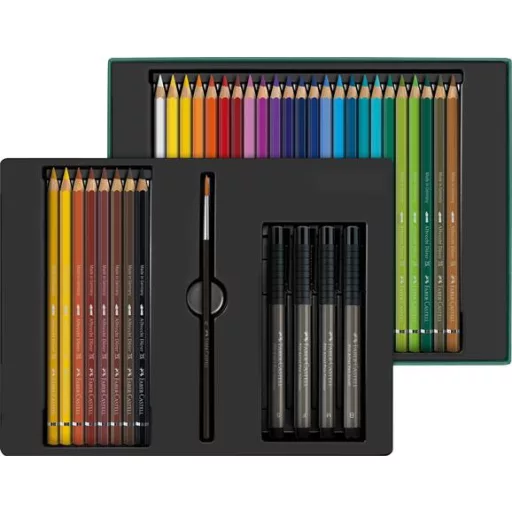Akvarell ceruza készlet, ecsettel, FABER-CASTELL "Albrecht Dürer & Pitt Artist Pen", 37 db-os szett