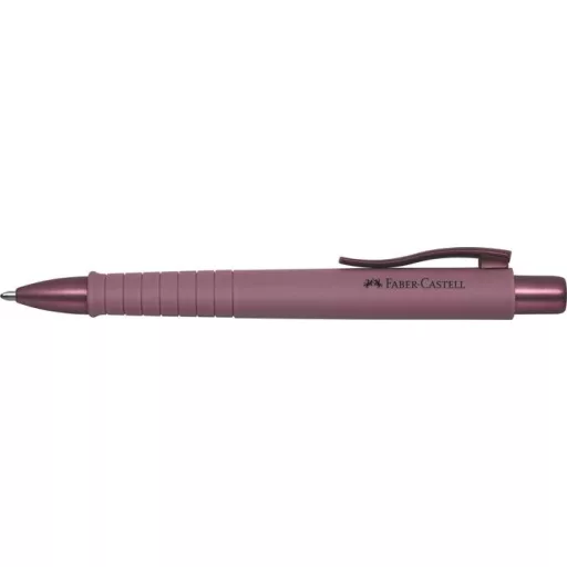 Golyóstoll, 0,7 mm, nyomógombos tolltest, bordó tolltest, FABER-CASTELL "Poly Ball Urban", kék