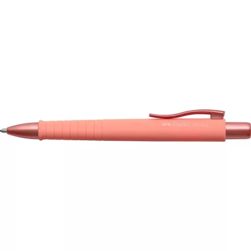 Golyóstoll, 0,7 mm, nyomógombos tolltest, korallpiros tolltest, FABER-CASTELL "Poly Ball Urban", kék