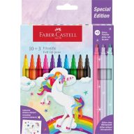   Filctoll készlet, FABER-CASTELL "Unikornis" 10 különböző szín + 3 csillámos