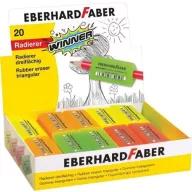   Radír display, ceruzafogó, háromszögletű, EBERHARD FABER "Winner", vegyes neon színek