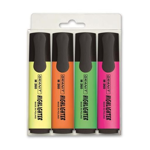 Szövegkiemelő készlet, 1-5 mm, GRANIT "M260", 4 különböző szín