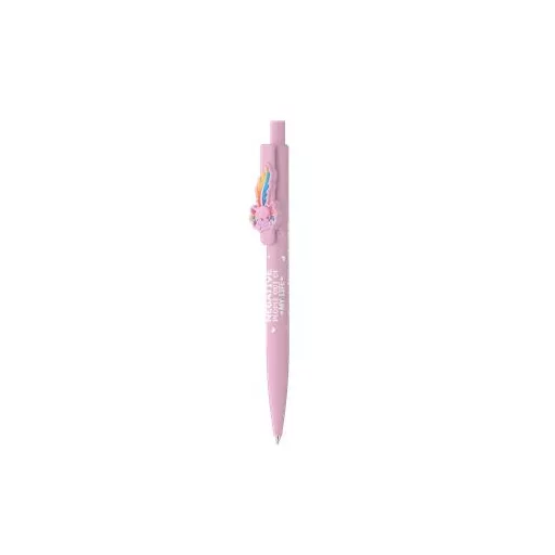 Golyóstoll, 0,8 mm, nyomógombos, rózsaszín tolltest, ICO "Axolotl", kék