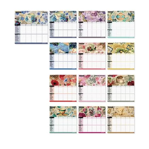 Falinaptár, mágneses, kétheti, 22x22 cm, LIZZYCALENDAR "Anyu tervezője Scrapbook Style"