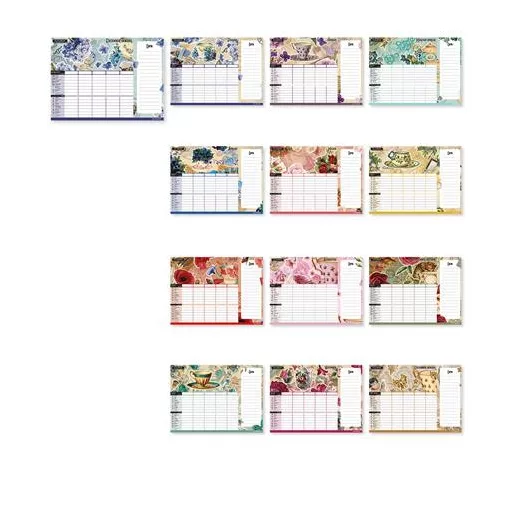 Falinaptár, mágneses, kétheti, jegyzettömbbel, 22x30 cm, LIZZYCALENDAR "Anyu tervezője Scrapbook Style"