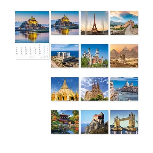 Falinaptár, A4, LIZZYCALENDAR "A világ csodái"