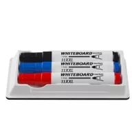   Tábla- és flipchart marker készlet tartóban, 1-3 mm, kúpos, ICO "11 XXL", 3 különböző szín +táblatörlő