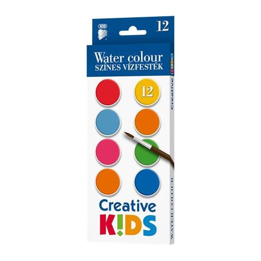 Vízfesték, 12 darabos, 28 mm, ICO "Creative Kids"