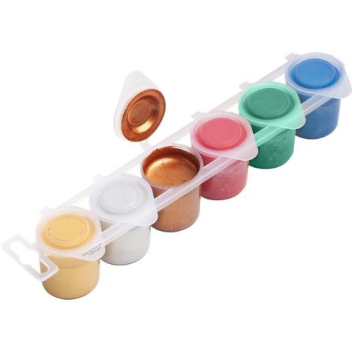 Tempera készlet, tégelyes, ICO "Süni", 6 különböző metal szín