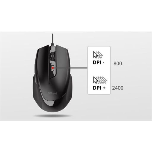 Egér, vezetékes, optikai, TRUST "Voca", fekete