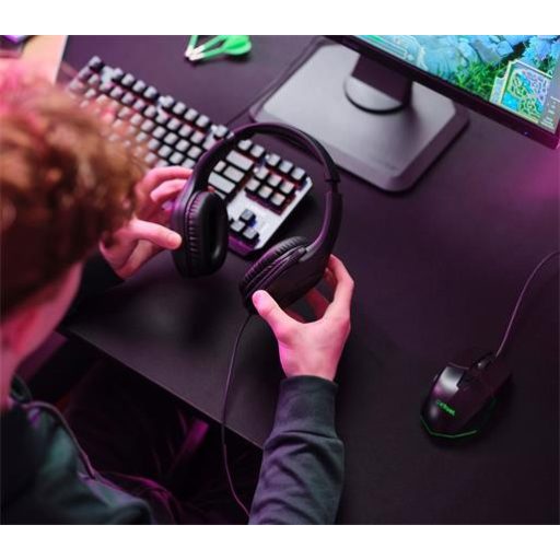 Fejhallgató, mikrofonnal, gaming, TRUST "GXT415 Zirox", fekete