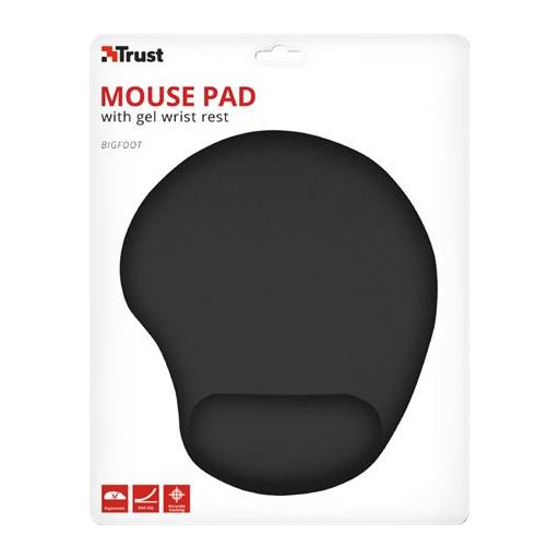 Egéralátét csuklótámasszal, gél töltésű, TRUST "Bigfoot", fekete