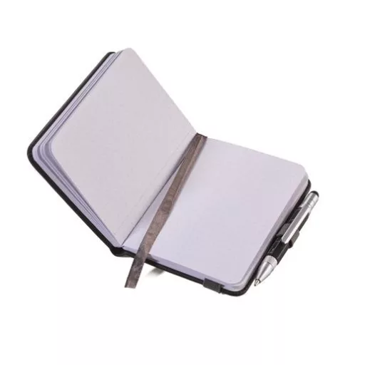 Jegyzetfüzet, exkluzív, A7, pontrácsos, 64 lap, keményfedeles, fekete golyóstollal, TROIKA "Lilipad+Liliput", fekete