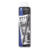  Grafitceruza készlet, fém doboz, hatszögletű, STAEDTLER "Mars Lumograph 100B", 6 különböző keménység, fekete