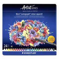   Akvarell színes ceruza készlet, hatszögletű, fémdobozos, STAEDTLER "Mars® Lumograph® 104", 24 különböző szín