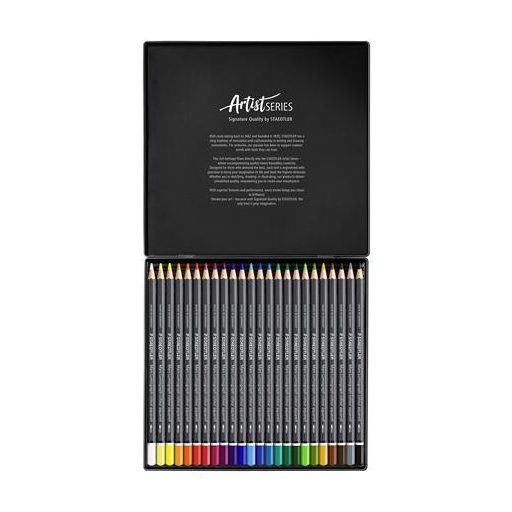 Akvarell színes ceruza készlet, hatszögletű, fémdobozos, STAEDTLER "Mars® Lumograph® 104", 24 különböző szín