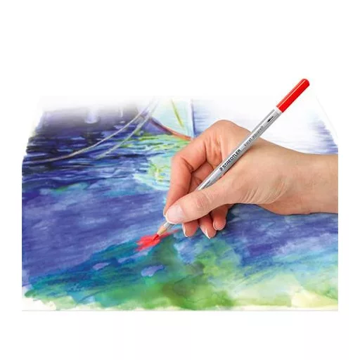 Akvarell ceruza készlet, hatszögletű, fém doboz, STAEDTLER "Karat® aquarell 125", 24 különböző szín
