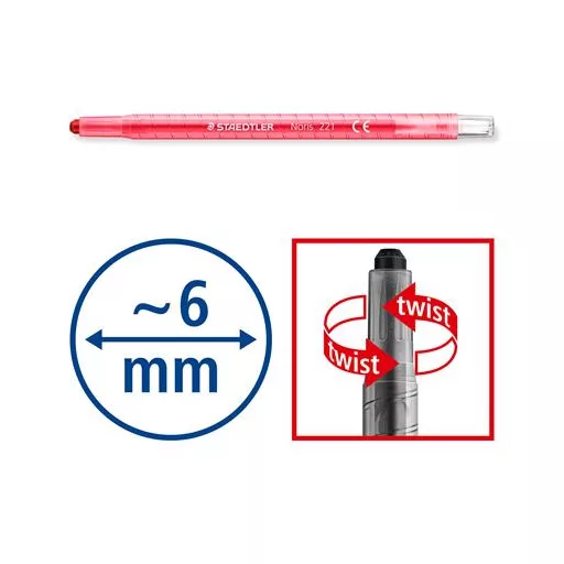 Zsírkréta, kitekerhető, STAEDTLER "Noris® 221", 24 különböző szín