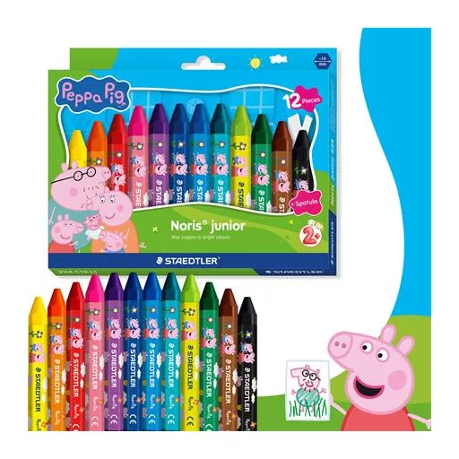 Zsírkréta, hatszögletű, jumbo, STAEDTLER „Noris® junior 224”, Peppa malac, 12 szín