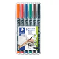   Alkoholos marker készlet, OHP, 0,4 mm, STAEDTLER "Lumocolor® 313 S", 6 különböző szín