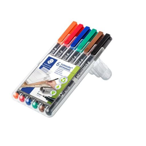 Alkoholos marker készlet, OHP, 0,6 mm, STAEDTLER "Lumocolor® 318 F", 6 különböző szín