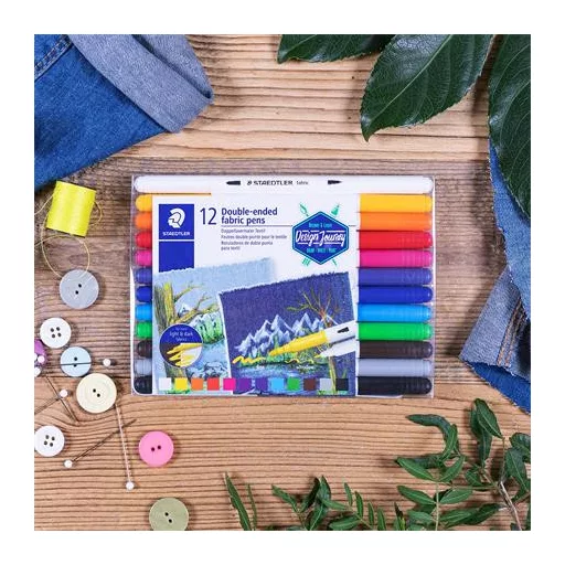 Textilfilc, kétvégű, STAEDTLER® "3190", 12 különböző szín
