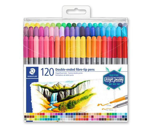Filctoll készlet, 0,8/3,0 mm, kétvégű, STAEDTLER® "3200", 120 különböző szín