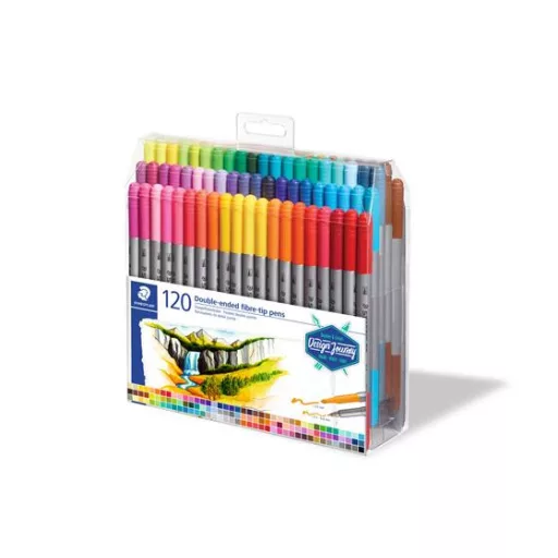 Filctoll készlet, 0,8/3,0 mm, kétvégű, STAEDTLER® "3200", 120 különböző szín